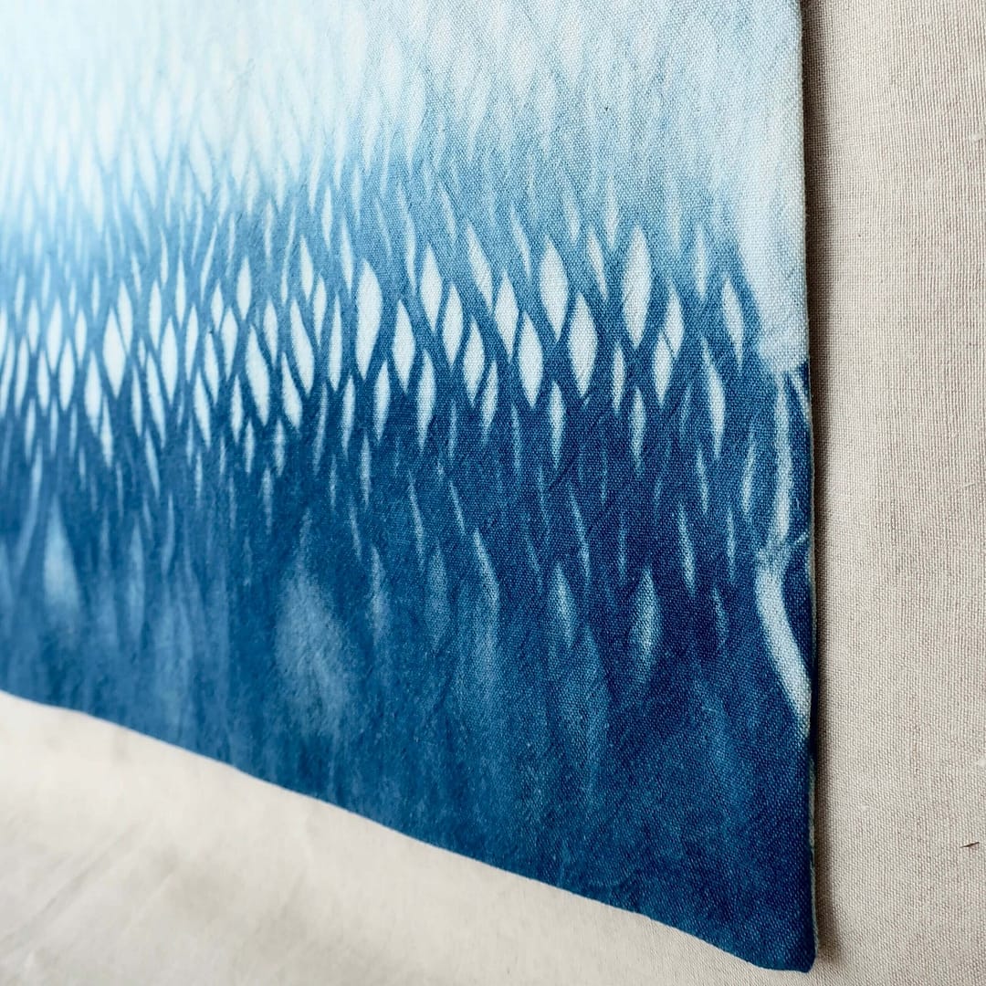 tote bag honeycomb shibori indigo