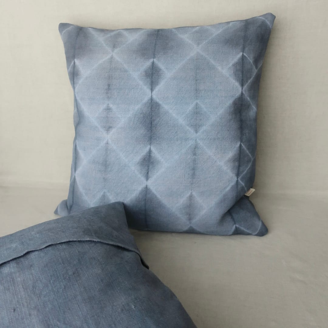 katano shibori housse coussin teinture végétale