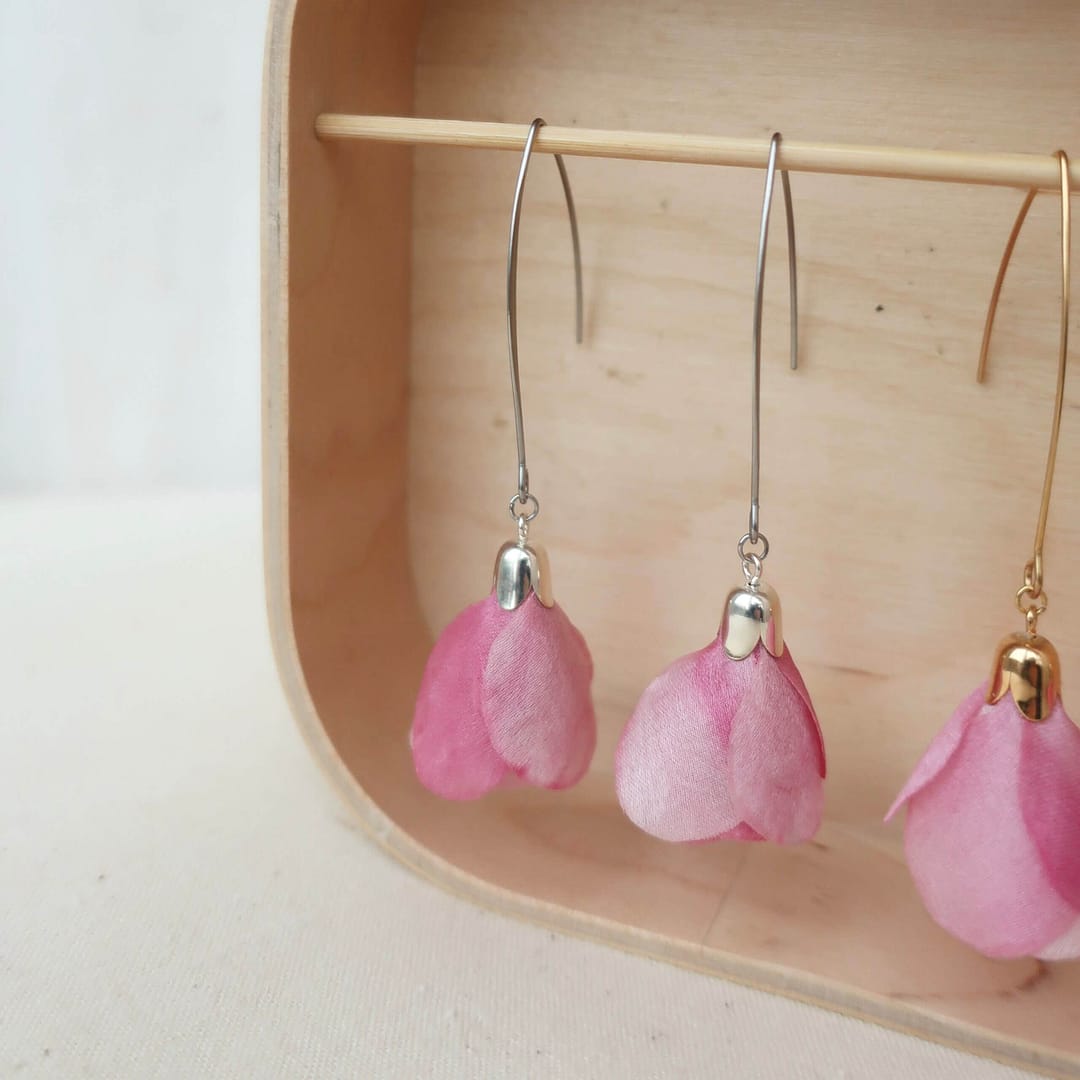 earings natural dye silk cochineal