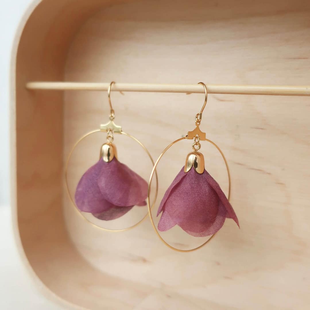 earings natural dye silk cochineal