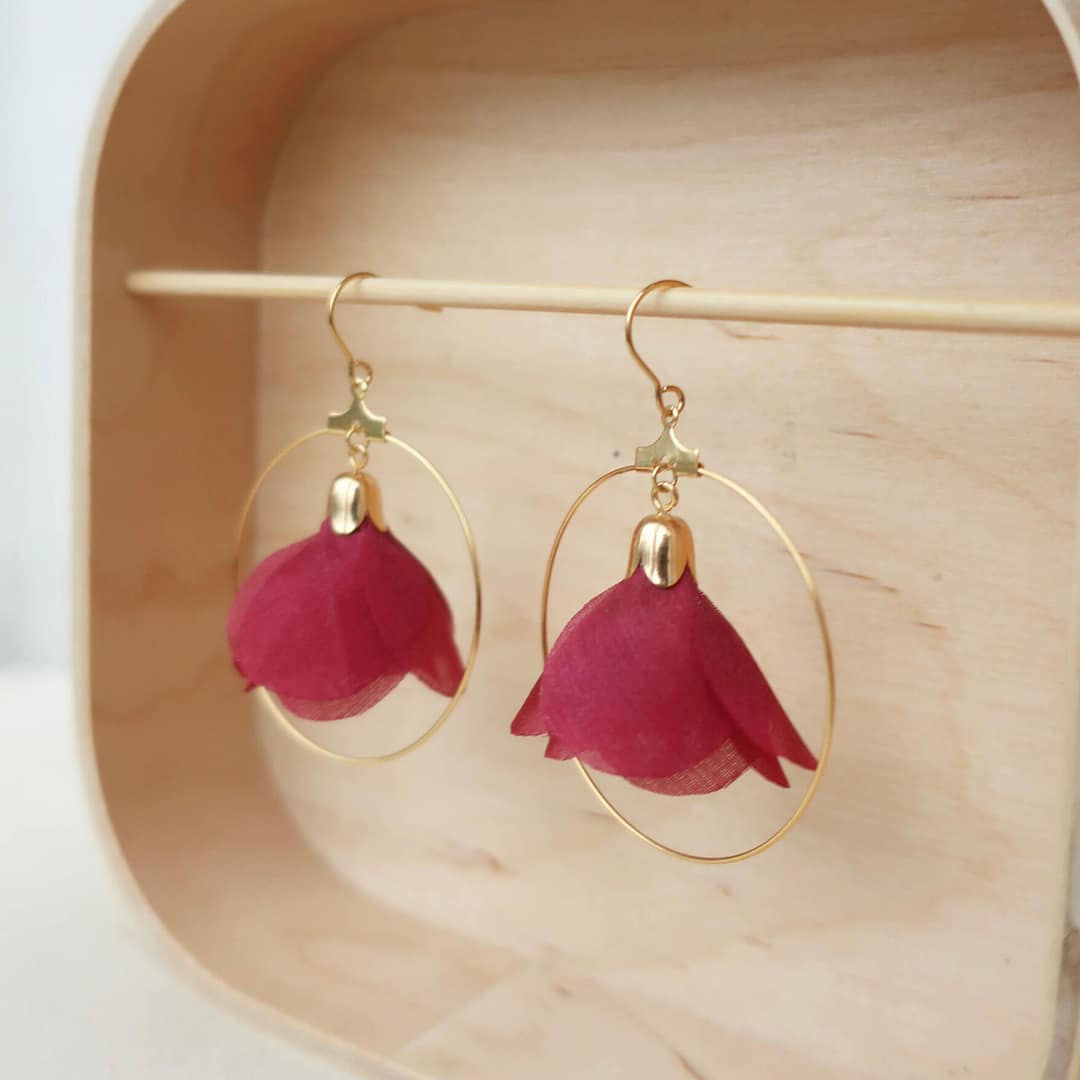 earings natural dye silk cochineal