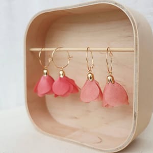 Boucles d’oreilles fleurs en soie – petites créoles